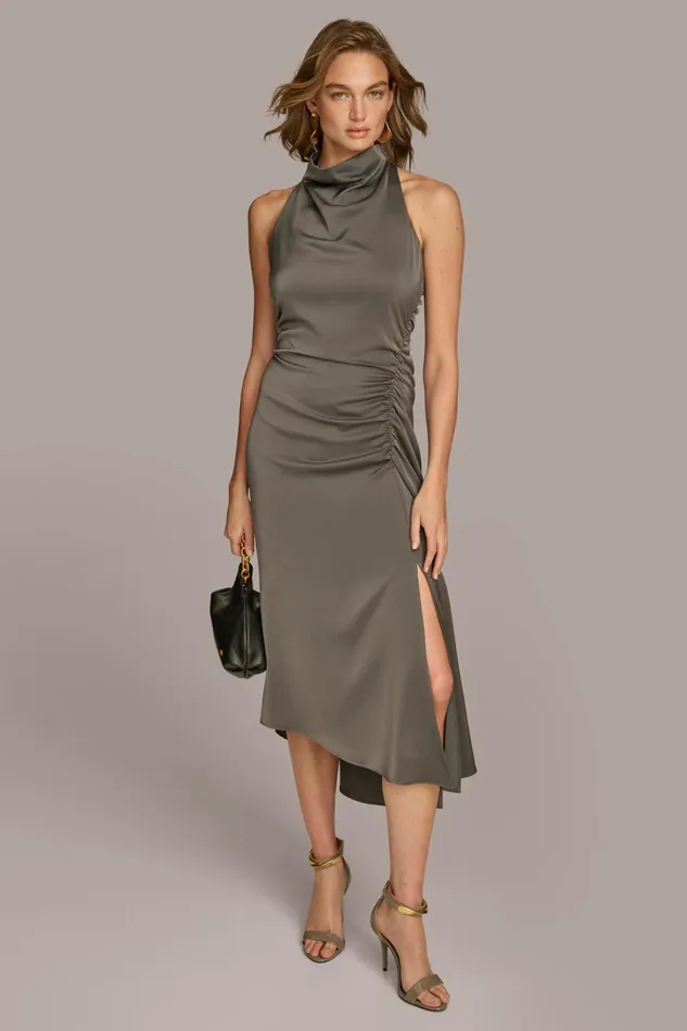 Women Dresses And Jumpsuits Donna Karan MOCK NECK A LINE MIDI DRESS Iron