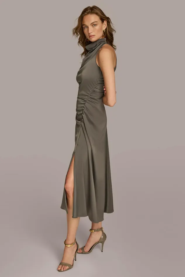 Women Dresses And Jumpsuits Donna Karan MOCK NECK A LINE MIDI DRESS Iron