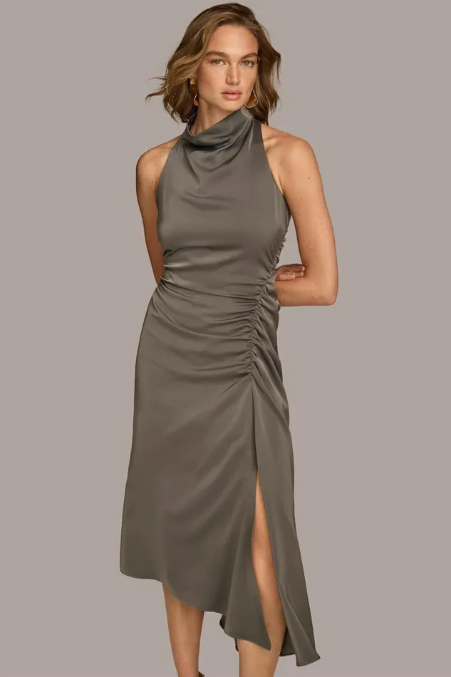 Women Dresses And Jumpsuits Donna Karan MOCK NECK A LINE MIDI DRESS Iron