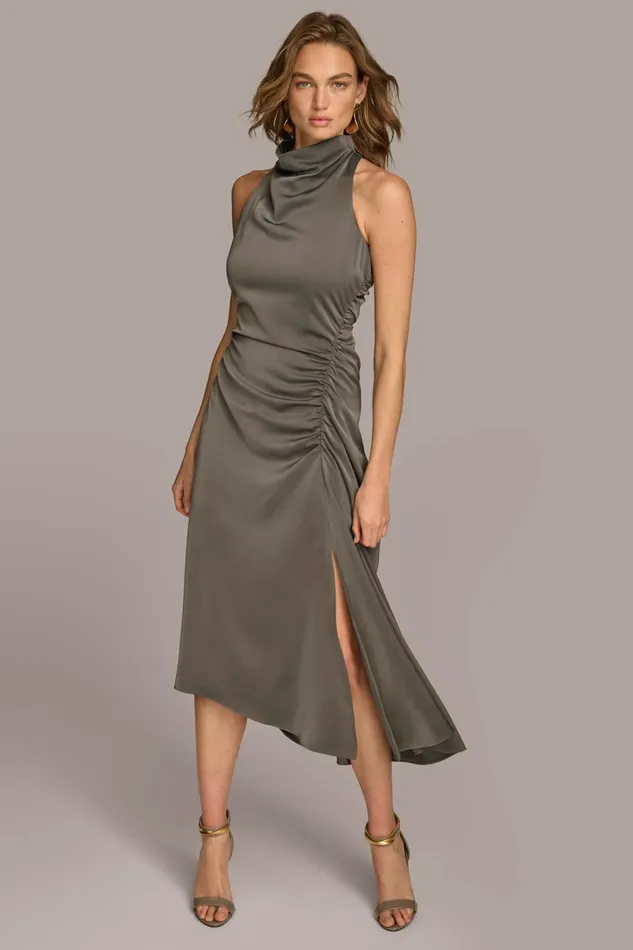 Women Dresses And Jumpsuits Donna Karan MOCK NECK A LINE MIDI DRESS Iron