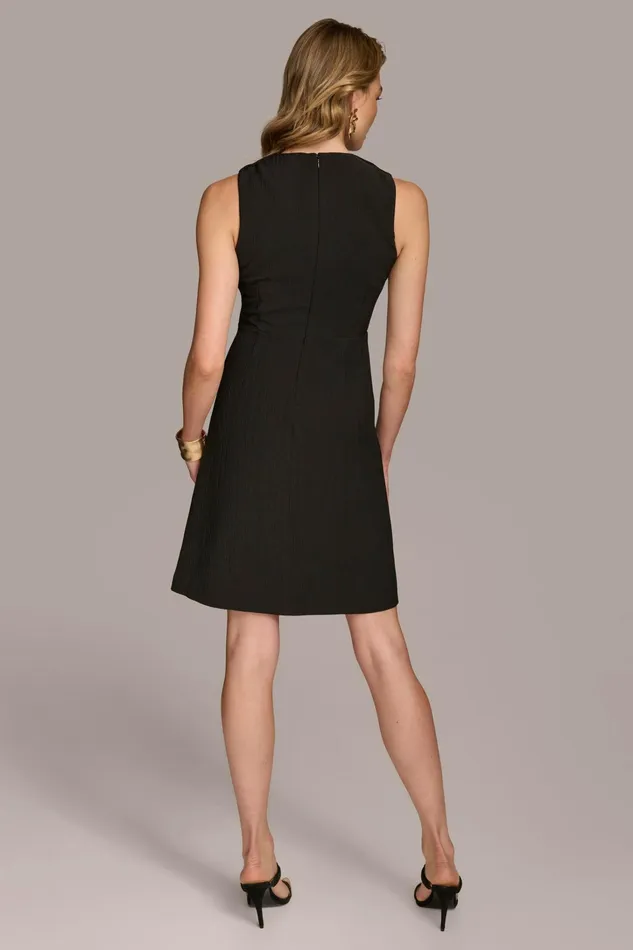 Women Dresses And Jumpsuits Donna Karan RIBBED DRESS WITH BUTTONS Black