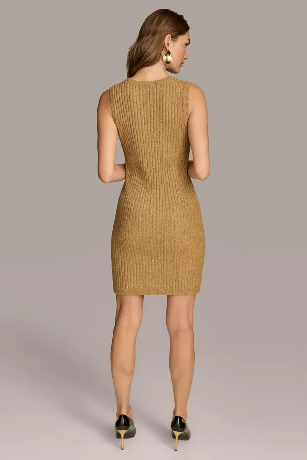 Women Dresses And Jumpsuits Donna Karan SWEATER DRESS WITH SHRUG Gold