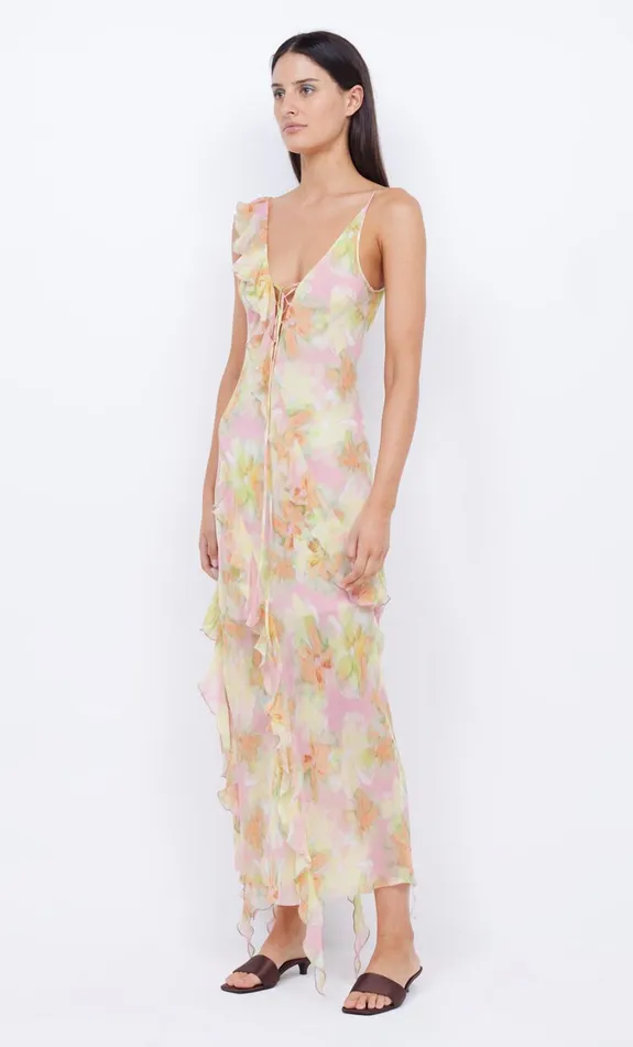 Women Dresses Bec Bridge COURTNEY FRILL MAXI DRESS Pink Blossom