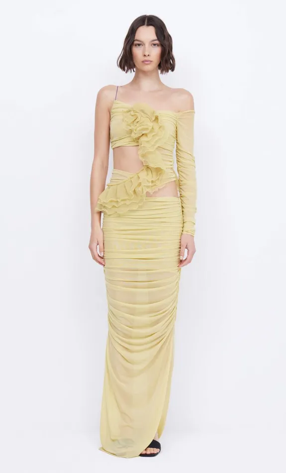Women Dresses Bec Bridge SPIRAL CRUSH ASYM MAXI Citrus