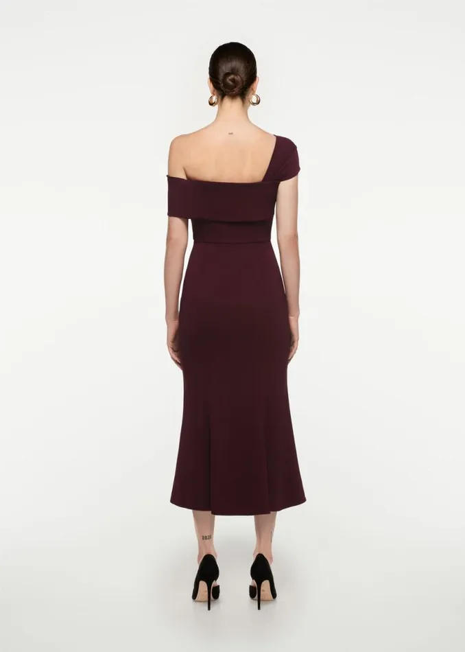 Women Dresses Roland Mouret Asymmetric Twist Stretch Cady Midi Dress