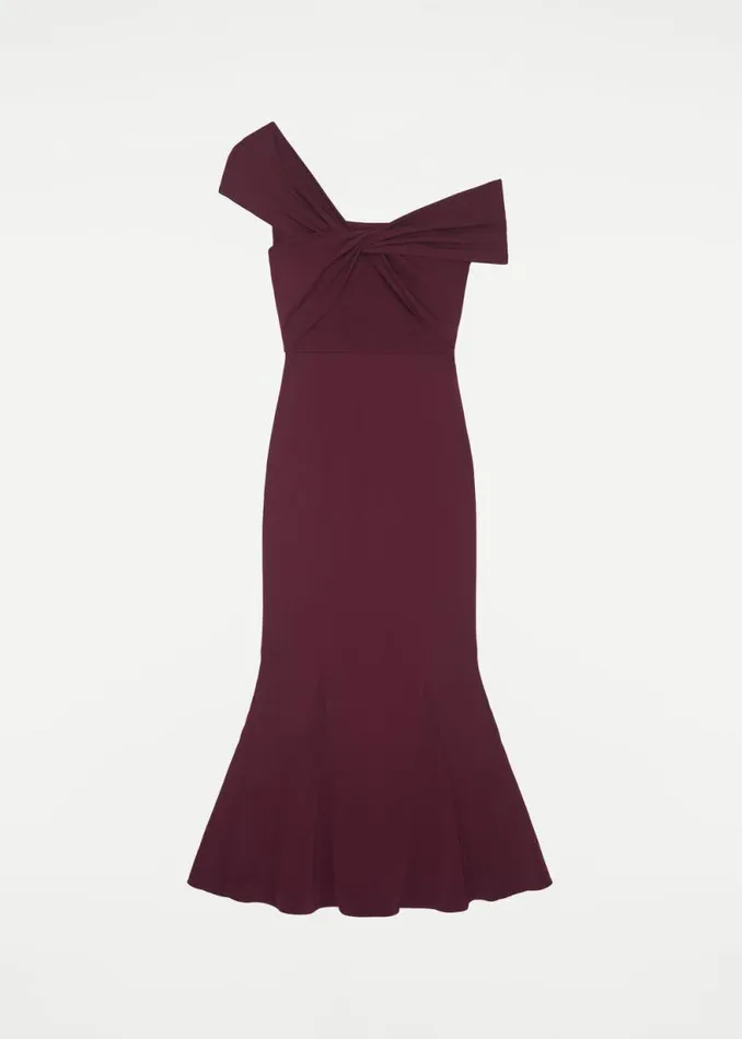 Women Dresses Roland Mouret Asymmetric Twist Stretch Cady Midi Dress