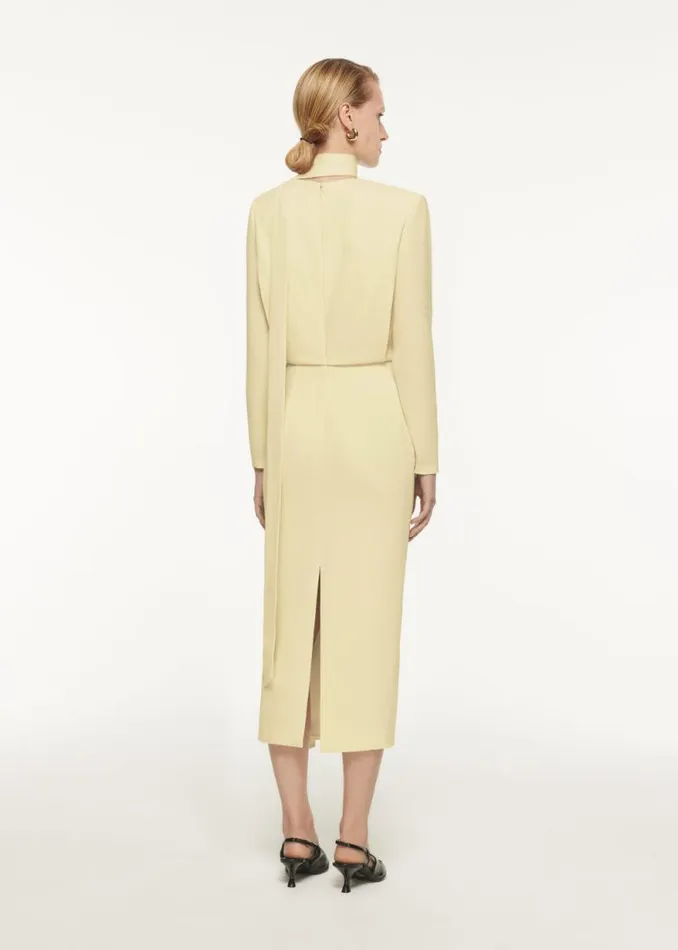 Women Dresses Roland Mouret Long Sleeve Satin Crepe Midi Dress