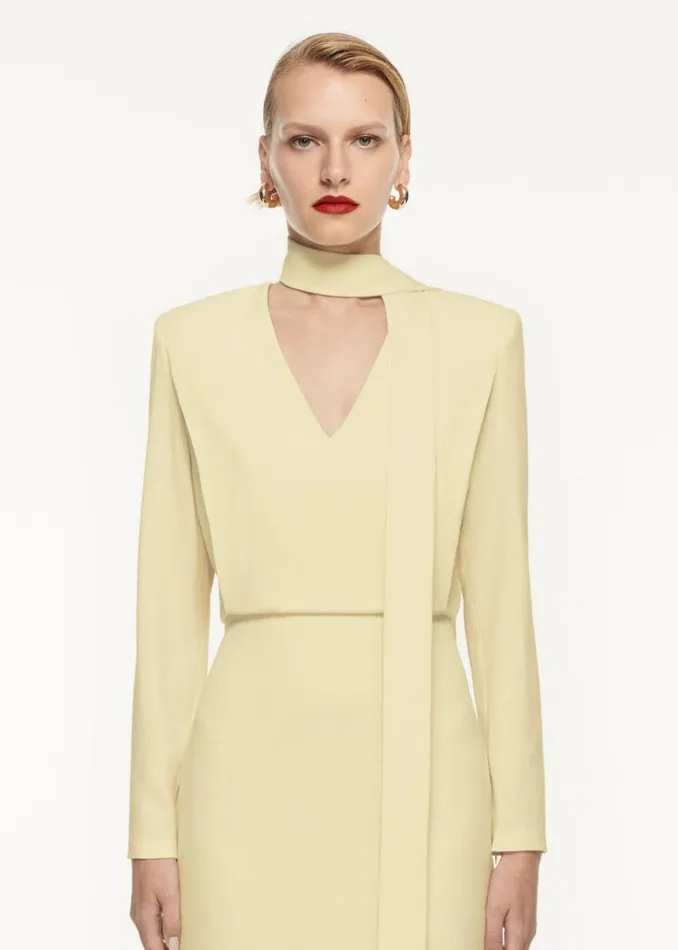 Women Dresses Roland Mouret Long Sleeve Satin Crepe Midi Dress