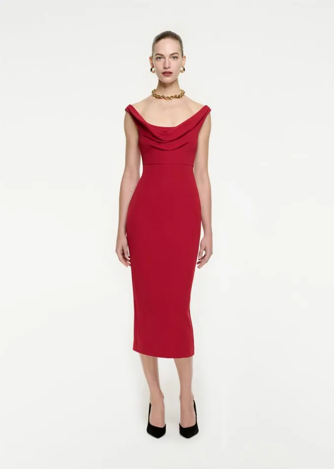 Women Dresses Roland Mouret Off The Shoulder Cowl Midi Dress