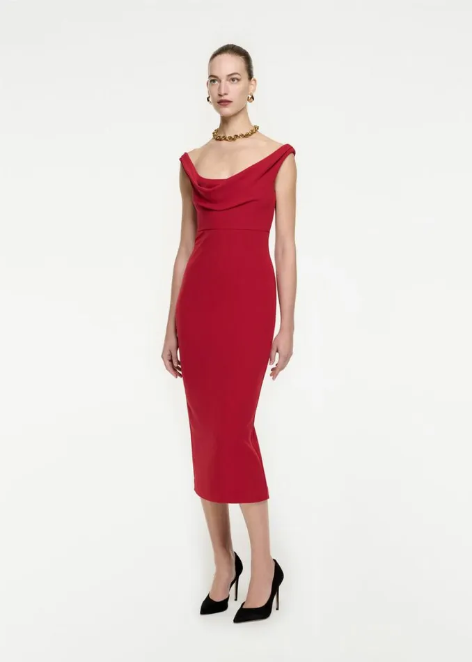 Women Dresses Roland Mouret Off The Shoulder Cowl Midi Dress