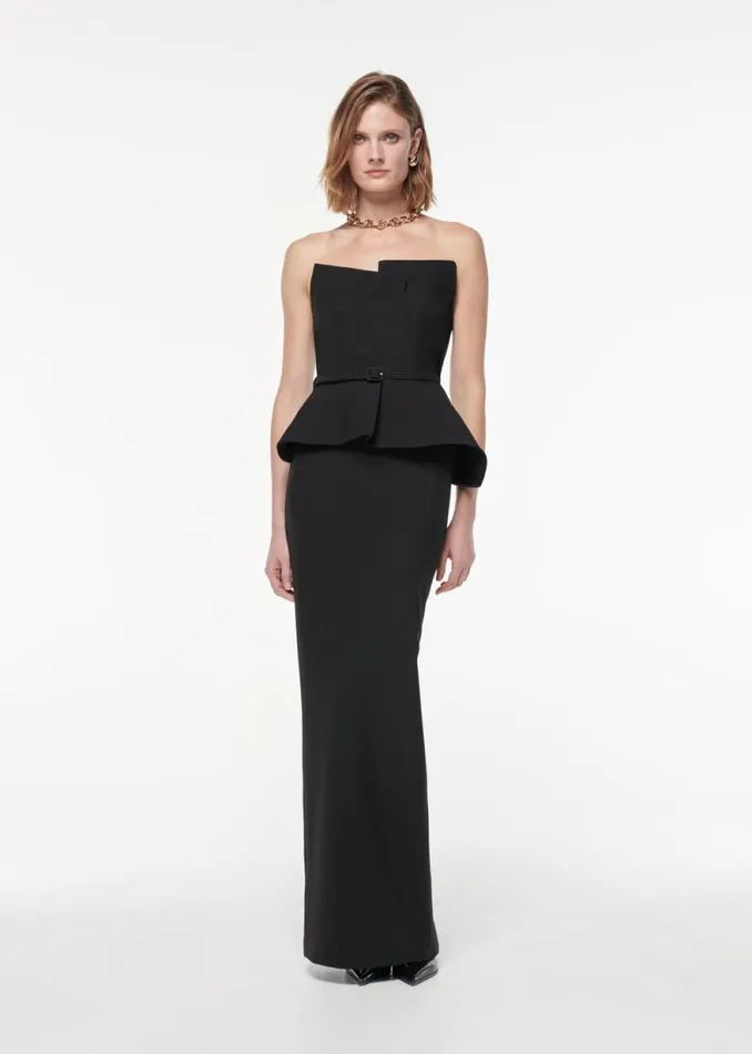 Women Dresses Roland Mouret Strapless Draped Crepe Gown