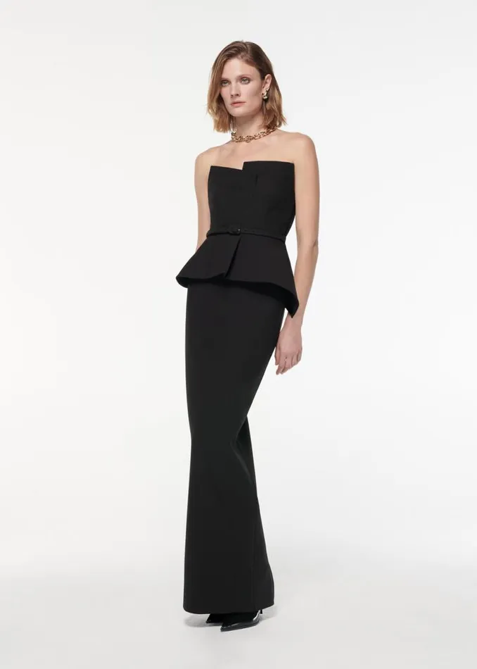 Women Dresses Roland Mouret Strapless Draped Crepe Gown