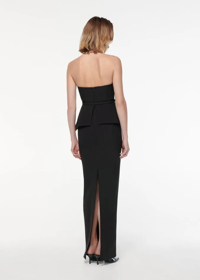 Women Dresses Roland Mouret Strapless Draped Crepe Gown