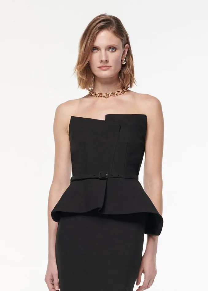 Women Dresses Roland Mouret Strapless Draped Crepe Gown