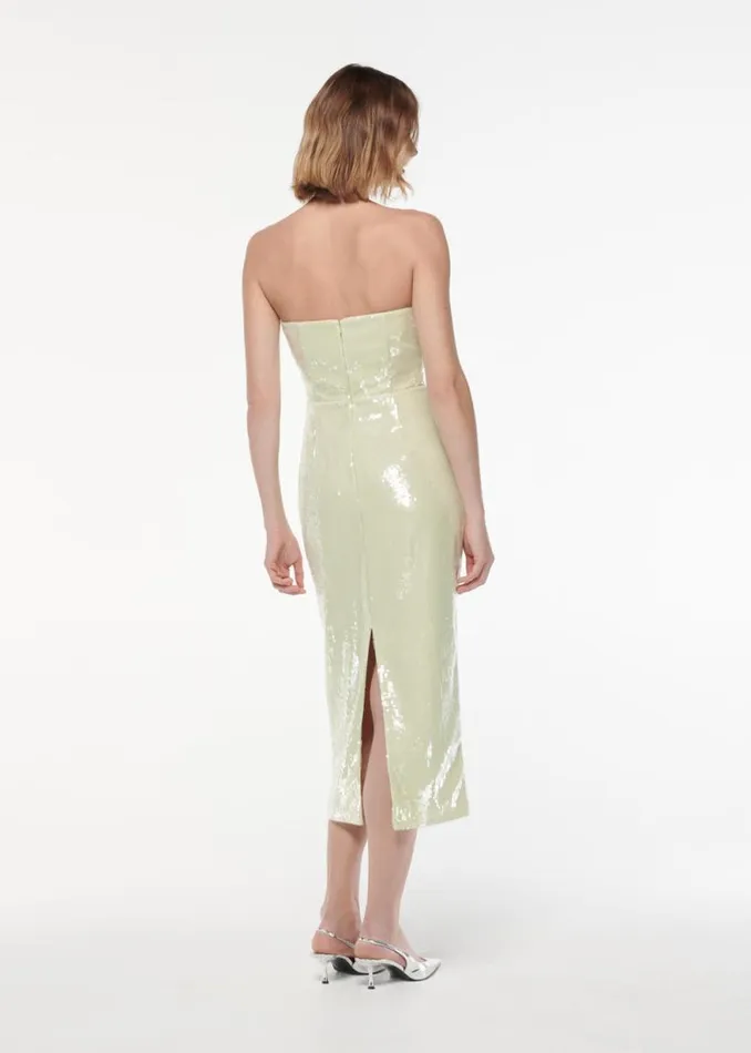 Women Dresses Roland Mouret Strapless V Neck Sequin Midi Dress