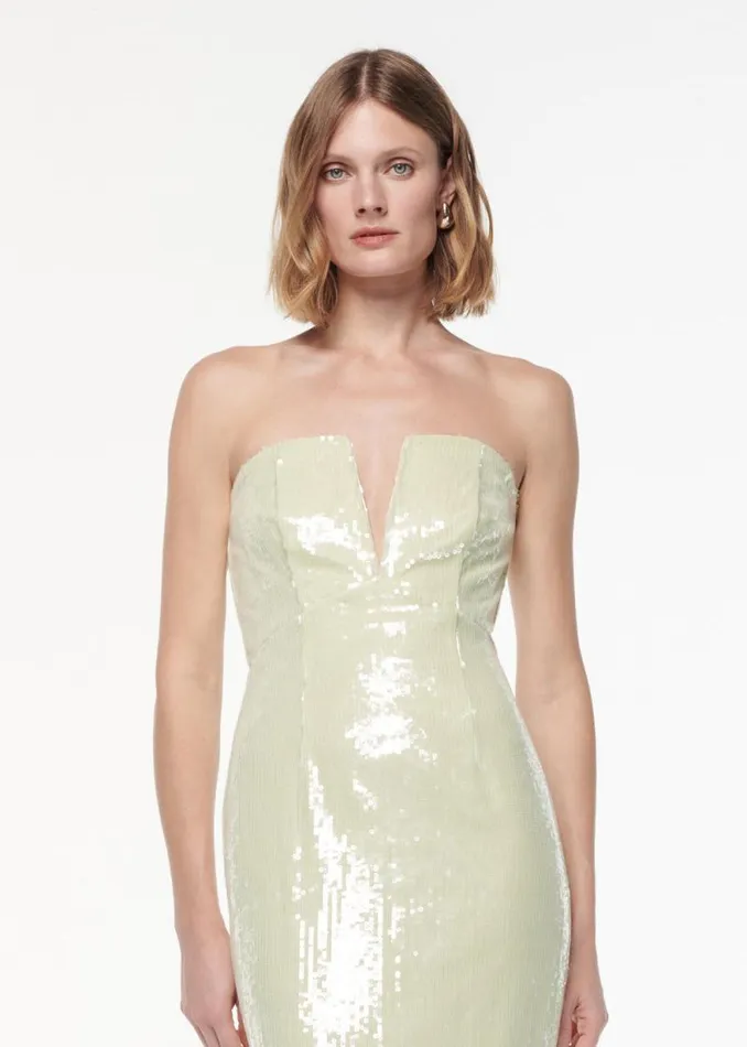 Women Dresses Roland Mouret Strapless V Neck Sequin Midi Dress