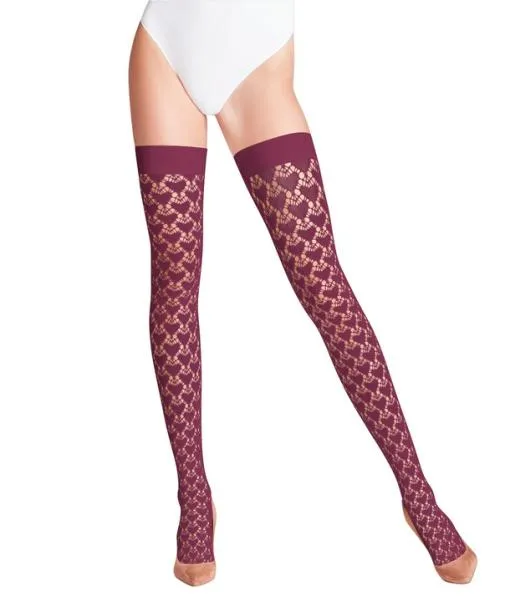 Women Emotion Women Stay Ups Red Plum FALKE Thigh Highs