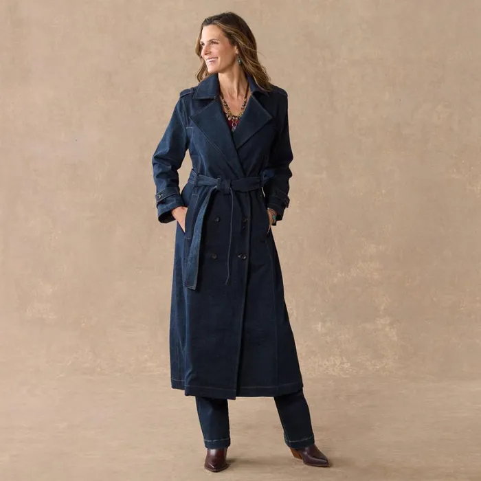 Women Faye Denim Trench Coat Ink Sundance Catalog Jackets and Coats Women Faye Denim Trench Coat Ink Sundance Catalog Jackets and Coats