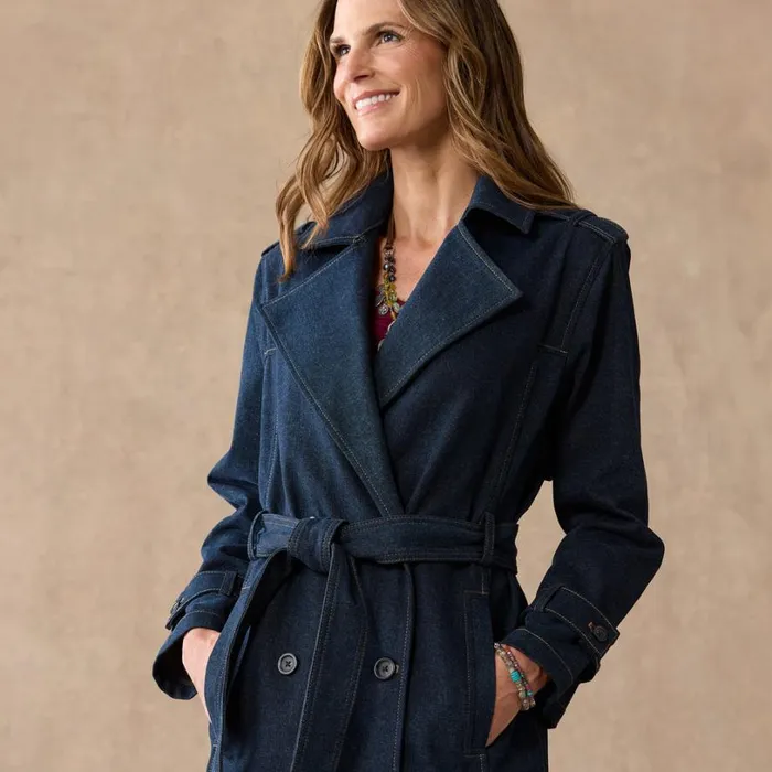 Women Faye Denim Trench Coat Ink Sundance Catalog Jackets and Coats Women Faye Denim Trench Coat Ink Sundance Catalog Jackets and Coats