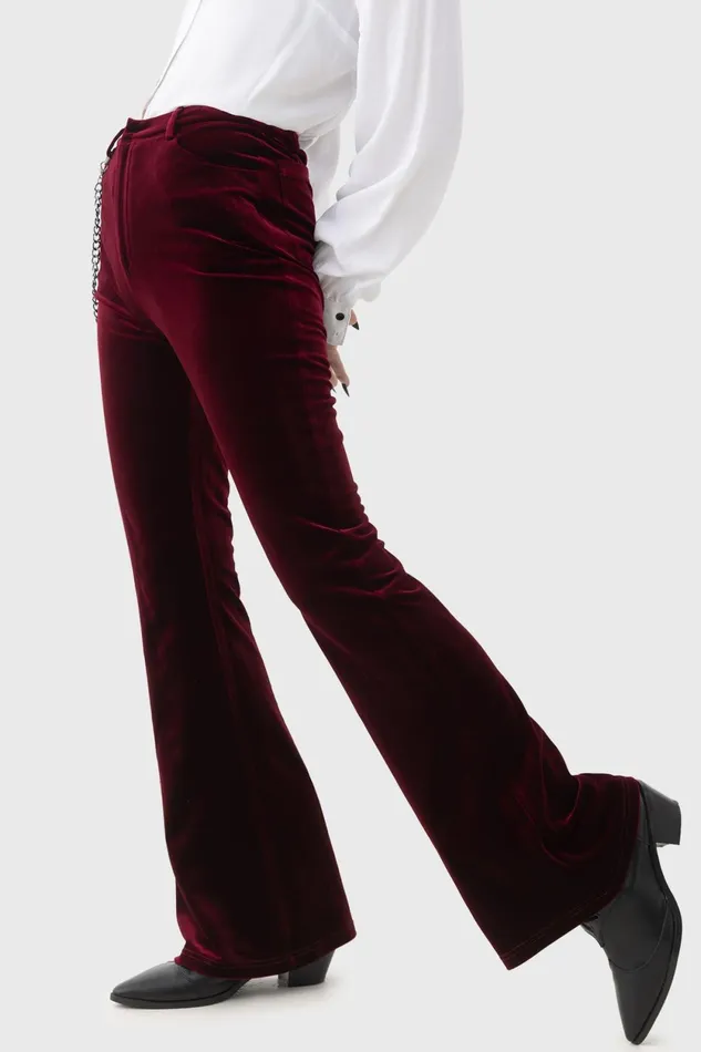 Women Flares Killstar Recently Deceased Velvet Flares