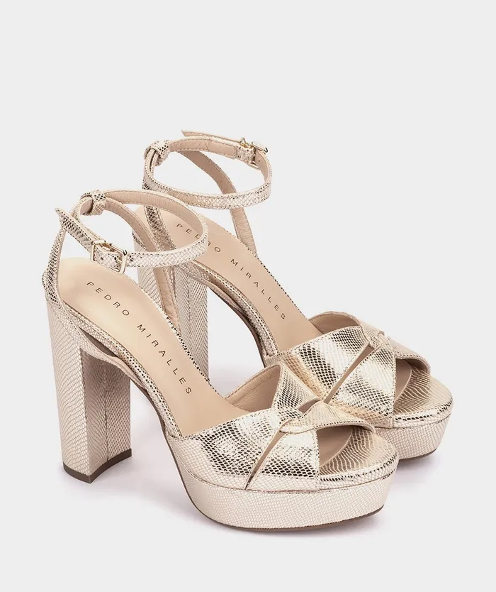 Women Gandia Metallic 8211 Heeled Sandals Pedro Miralles
