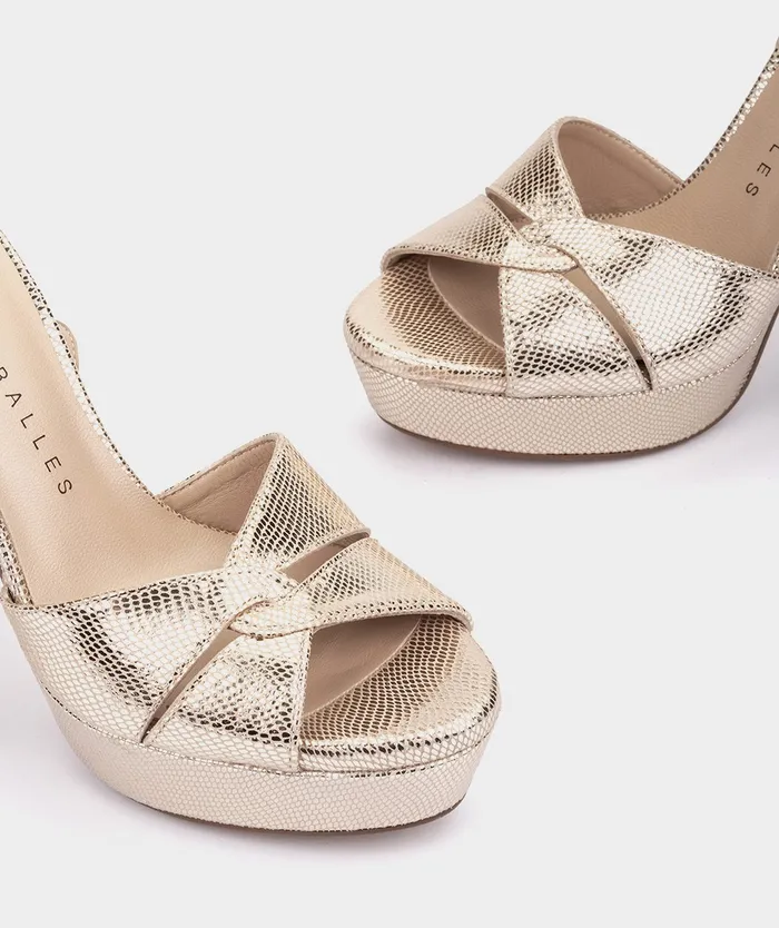 Women Gandia Metallic 8211 Heeled Sandals Pedro Miralles