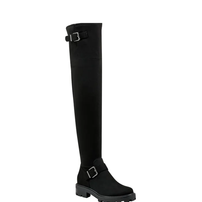 Women Ganven Lug Sole Over The Knee Boot Black Marc Fisher Casual Boots