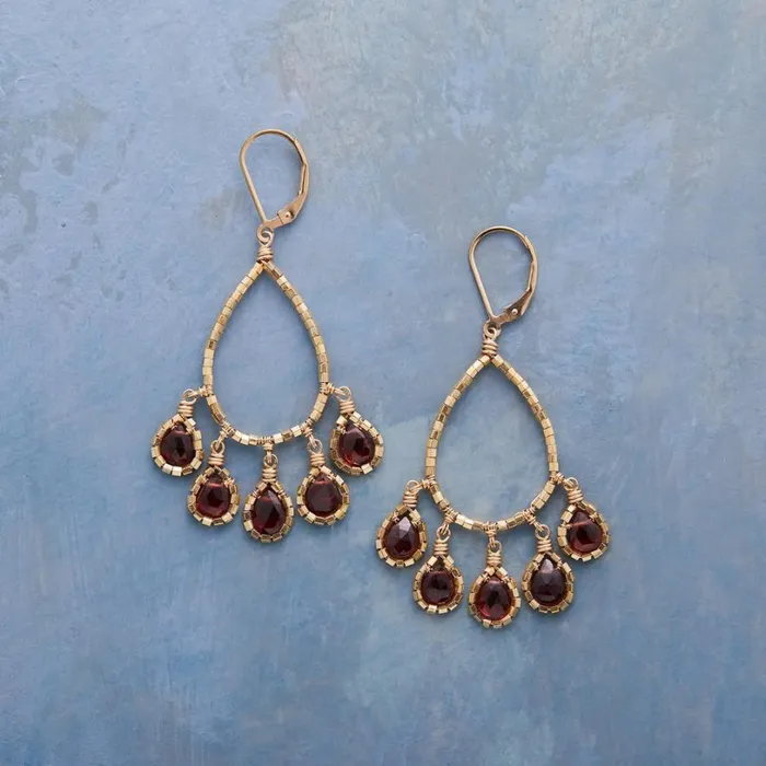 Women Garnet Teardrops Earrings Sundance Catalog Earrings