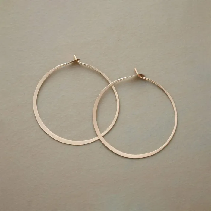 Women Gold Hand Forged Gypsy Hoops Sundance Catalog Earrings
