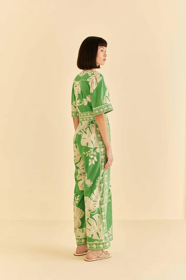 Women Green Lace Monsteras Jumpsuit Lace Monsteras Green FARM Rio Jumpsuits