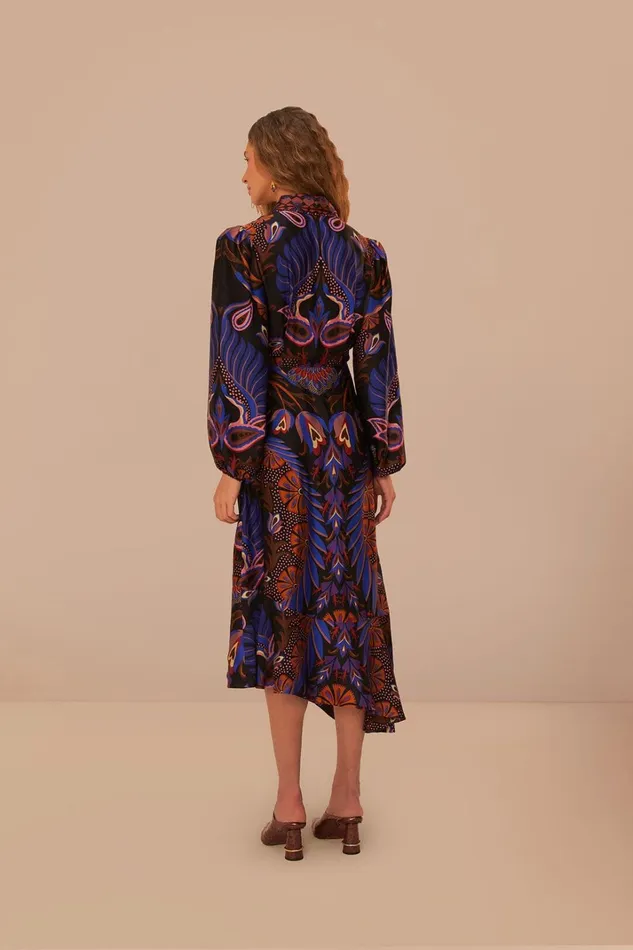 Women Heart Forest Black Long Sleeve Midi Dress Heart Forest Black FARM Rio Midi Dresses