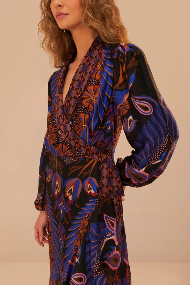 Women Heart Forest Black Long Sleeve Midi Dress Heart Forest Black FARM Rio Midi Dresses