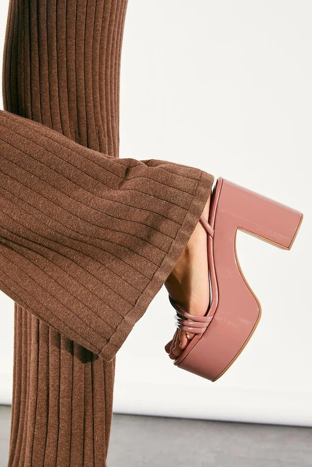 Women Heels Wedges Free People Instant Crush Patent Platforms Dusty Blush Patent