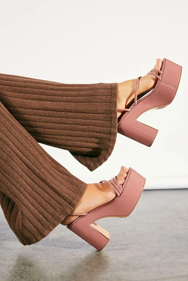 Women Heels Wedges Free People Instant Crush Patent Platforms Dusty Blush Patent