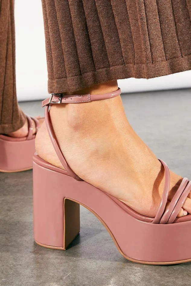 Women Heels Wedges Free People Instant Crush Patent Platforms Dusty Blush Patent