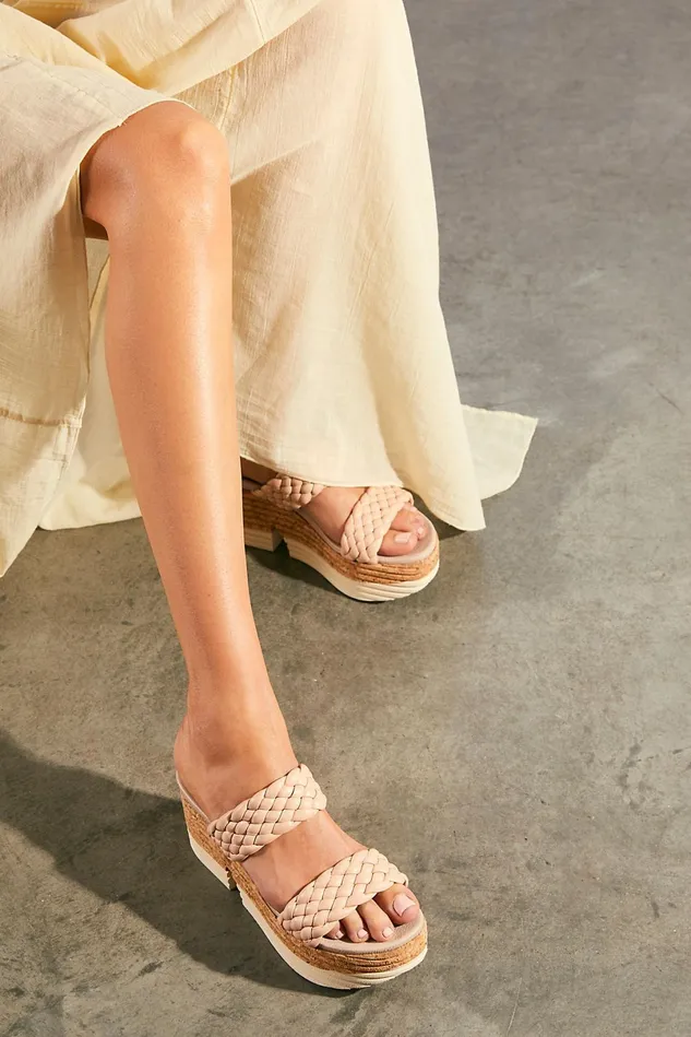 Women Heels Wedges Free People Laurel Woven Platforms Beige