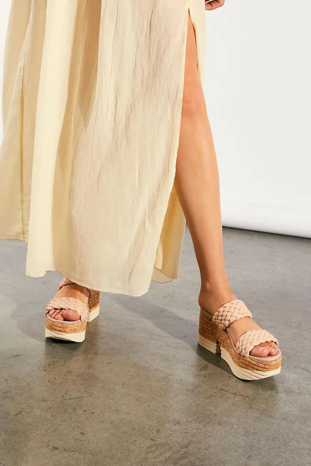 Women Heels Wedges Free People Laurel Woven Platforms Beige