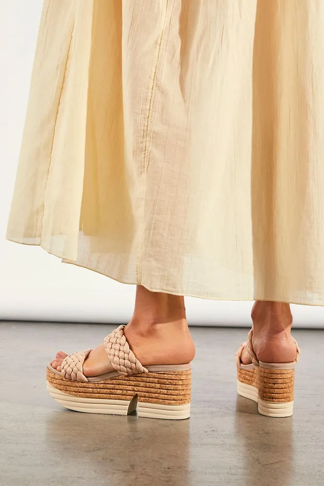 Women Heels Wedges Free People Laurel Woven Platforms Beige