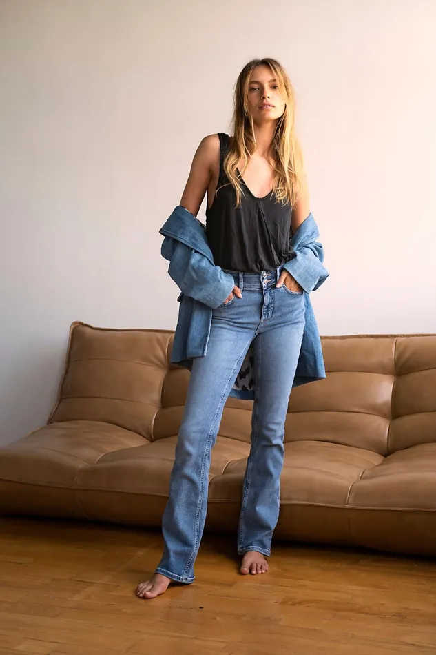 Women HighRise Jeans Free People Shayla Bootcut Jeans Sierra