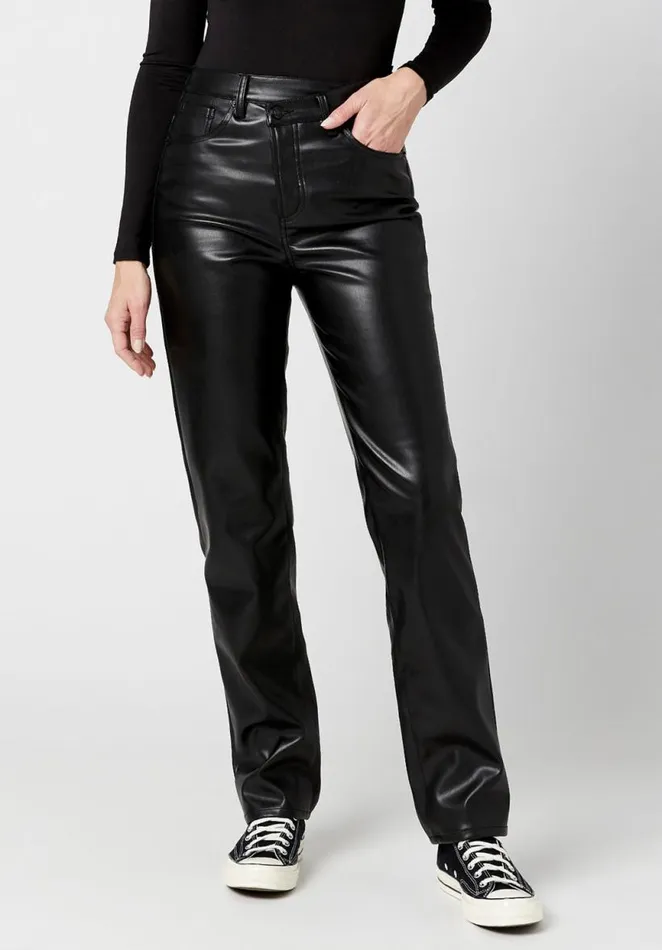 Women High Rise Jessie Pleather Pants Black Buffalo David Bitton Pants