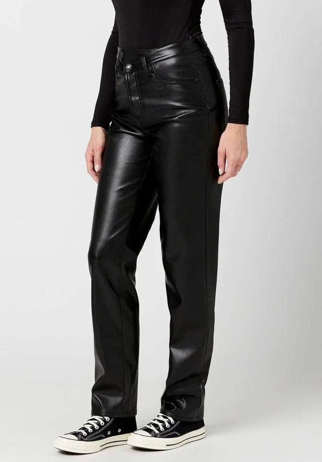 Women High Rise Jessie Pleather Pants Black Buffalo David Bitton Pants