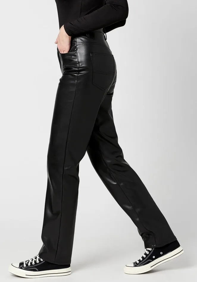 Women High Rise Jessie Pleather Pants Black Buffalo David Bitton Pants