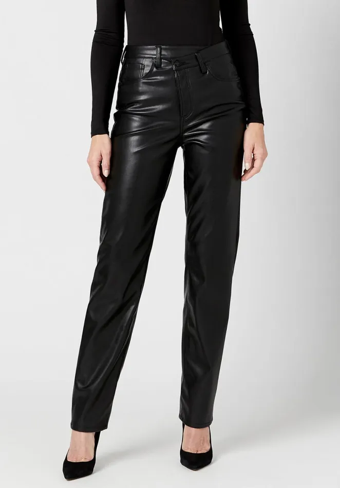 Women High Rise Jessie Pleather Pants Black Buffalo David Bitton Pants