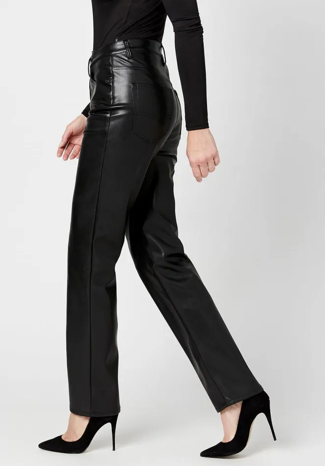 Women High Rise Jessie Pleather Pants Black Buffalo David Bitton Pants