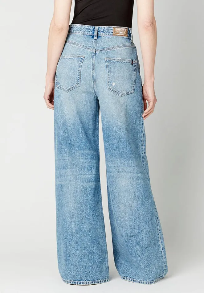 Women High Rise Super Wide Leg Alice Jeans Indigo Buffalo David Bitton Wide and Balloon Leg