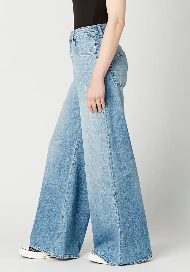 Women High Rise Super Wide Leg Alice Jeans Indigo Buffalo David Bitton Wide and Balloon Leg