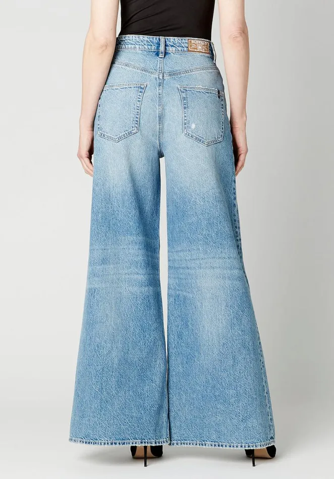 Women High Rise Super Wide Leg Alice Jeans Indigo Buffalo David Bitton Wide and Balloon Leg