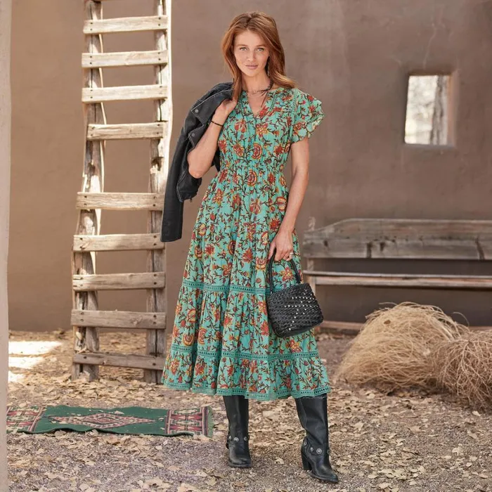 Women High Vines Dress Turquoise Sundance Catalog Dresses and Jumpsuits