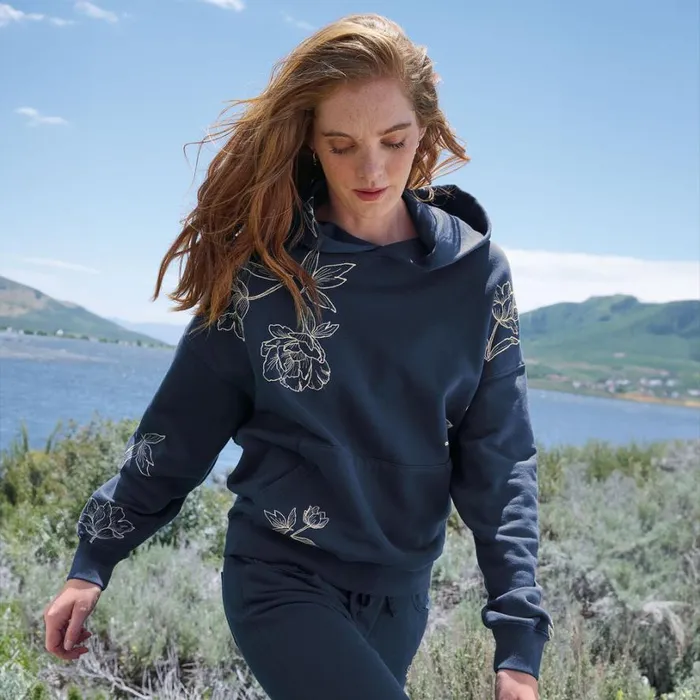Women Ice Falls Hoodie Indigo Sundance Catalog Tops