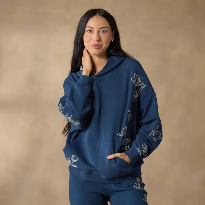 Women Ice Falls Hoodie Indigo Sundance Catalog Tops